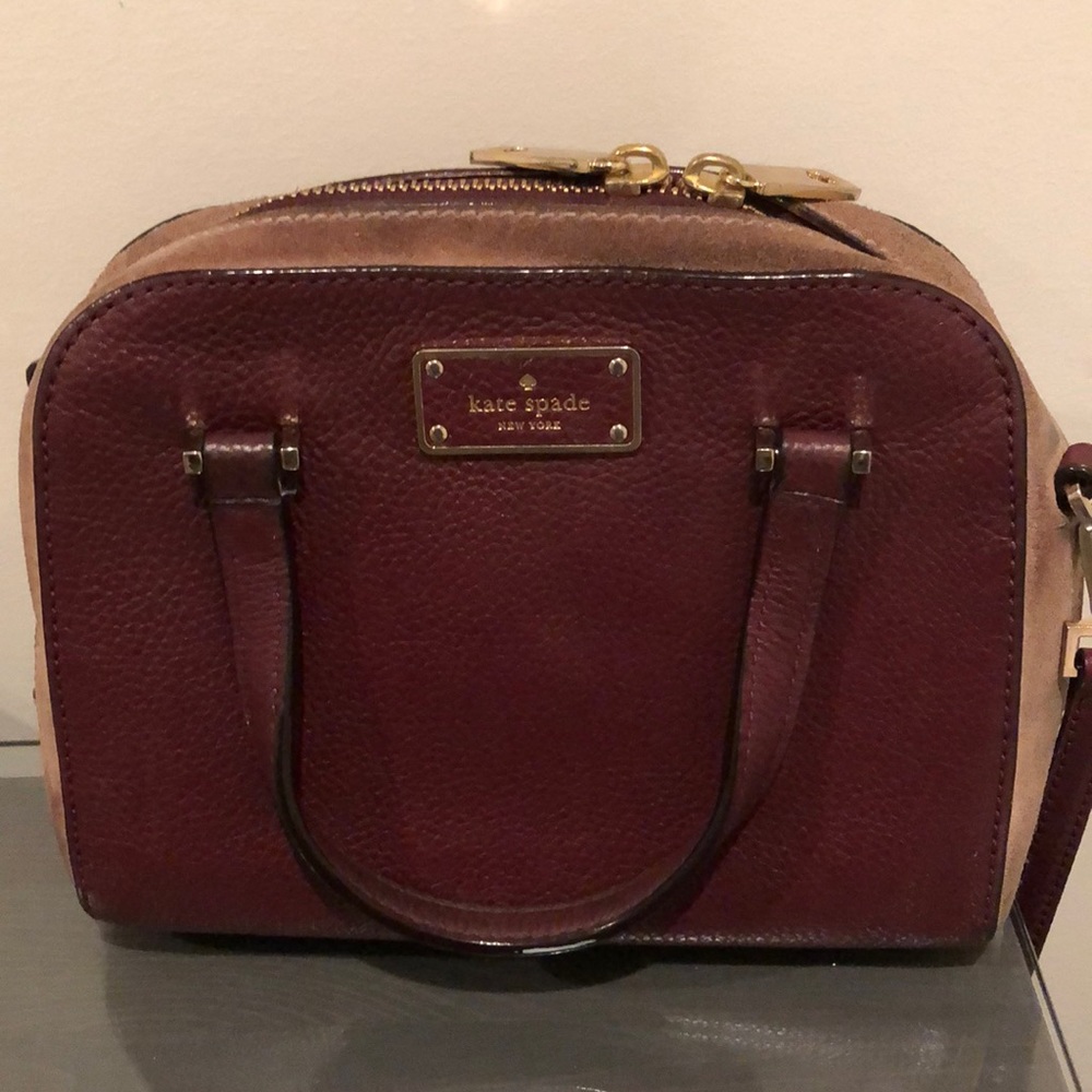 Burgandy and tan crossbody purse!